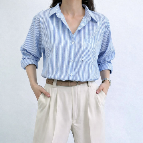 شومیز بیسیک راه راه زنانه فری سایز تا ۴۴