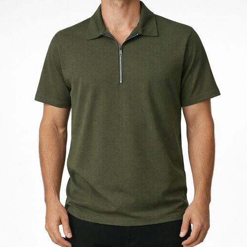 تیشرت مردانه نیم زیپ کبریتی کیفیت تضمین شده