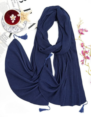 شال زنانه نخی برشکا رنگبندی مشکی قهوه ای سرمه ای