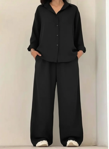 شومیز ریزشی مشکی زنانه پارچه وارداتی مدل بهار فری سایز تا ۴۴