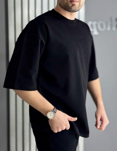 تیشرت لش ساده بیسیک مردانه مشکی پارچه دورس پنبه دو نخ