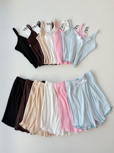 ست تاپ و شورتک زنانه ZARA فری سایز از ۳۶ تا ۴۲